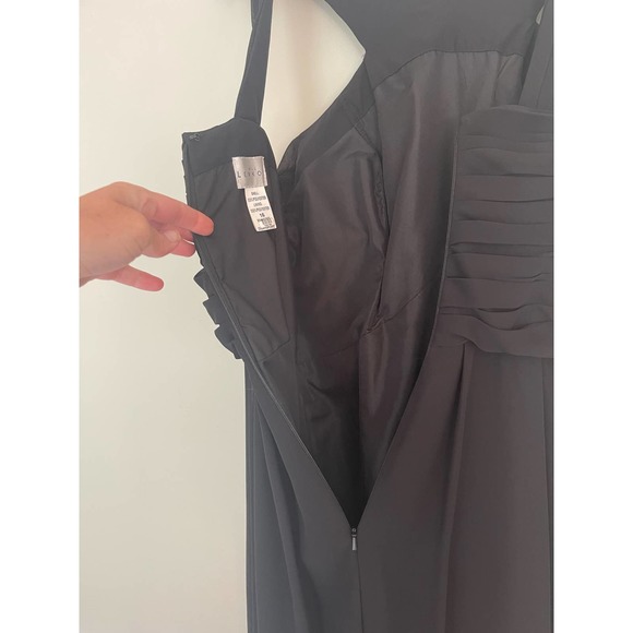 Bill Levkoff Leighton Formal Dress Black Chiffon Halter A-line Princess Size 16 - Picture 10 of 16